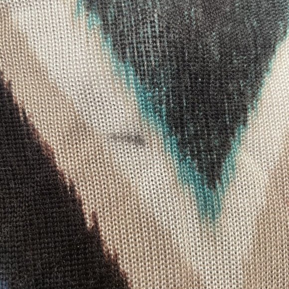 Chico’s Cardigan Womens Size 1 Medium Chevron Lightweight Sweater Black Teal - Picture 10 of 10